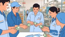 Ilustrasi pegawai sedang menghitung upah - sukabumiheadline.com