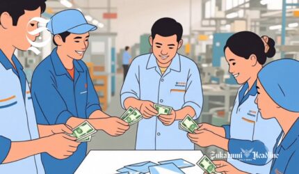 Ilustrasi pegawai sedang menghitung upah - sukabumiheadline.com