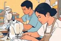 Ilustrasi pelaku UMKM sedang menjahit pakaian - sukabumiheadline.com