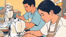 Ilustrasi pelaku UMKM sedang menjahit pakaian - sukabumiheadline.com