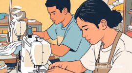 Ilustrasi pelaku UMKM sedang menjahit pakaian - sukabumiheadline.com