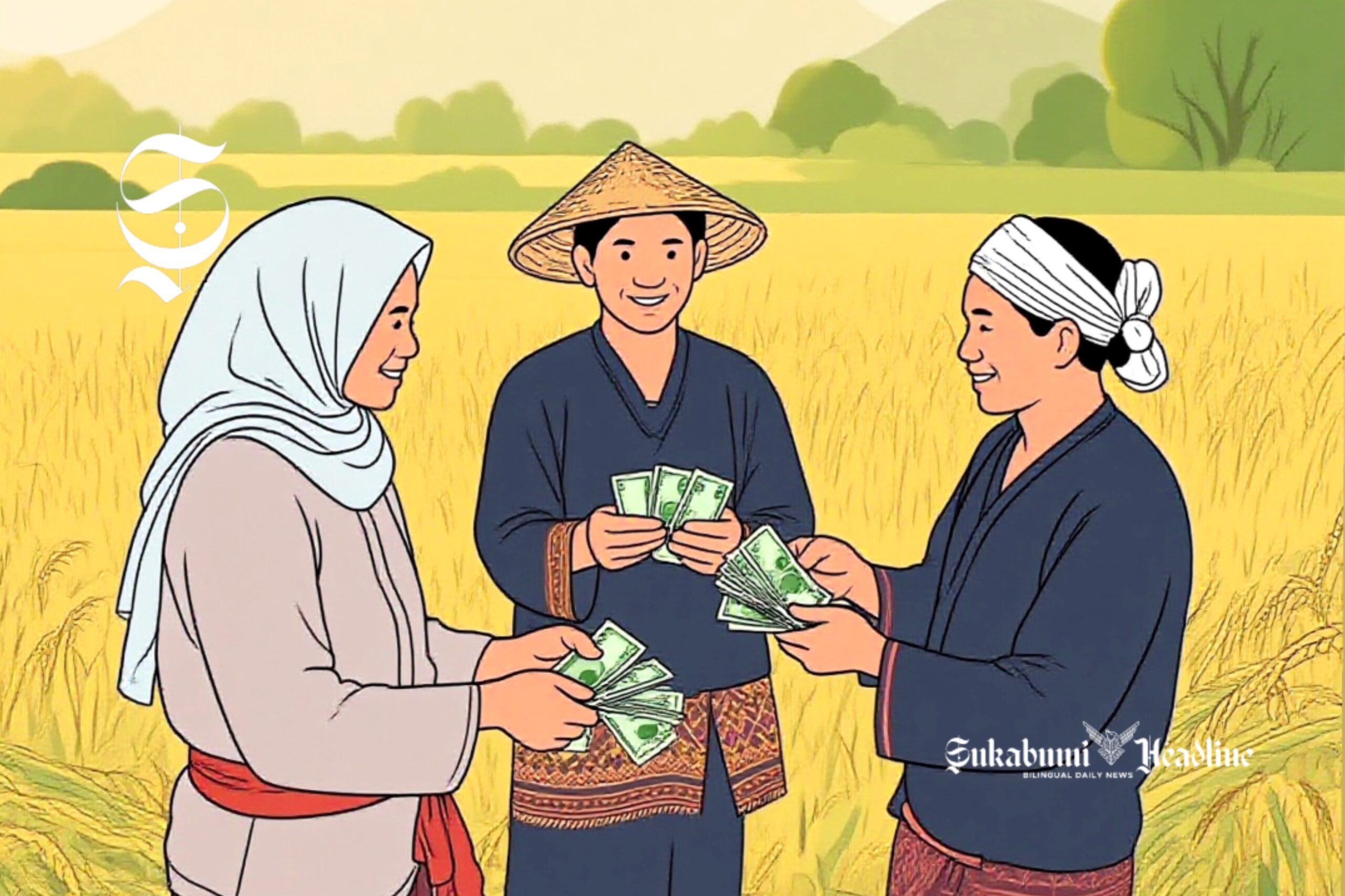 5 tantangan dan ancaman sektor pertanian di Sukabumi 4 Ilustrasi petani menerima pembayaran hasil panen - sukabumiheadline.com