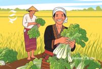 Ilustrasi petani tersenyum setelah panen sayur - sukabumiheadline.com