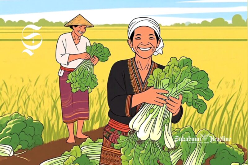 Ilustrasi petani tersenyum setelah panen sayur - sukabumiheadline.com