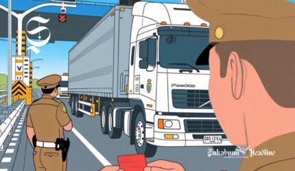 Ilustrasi polisi tilang truk ODOL di jalan tol sukabumiheadline.com