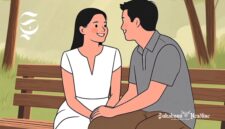 Ilustrasi pria dan wanita bermesraan di taman - sukabumiheadline.com