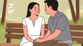 Ilustrasi pria dan wanita bermesraan di taman - sukabumiheadline.com