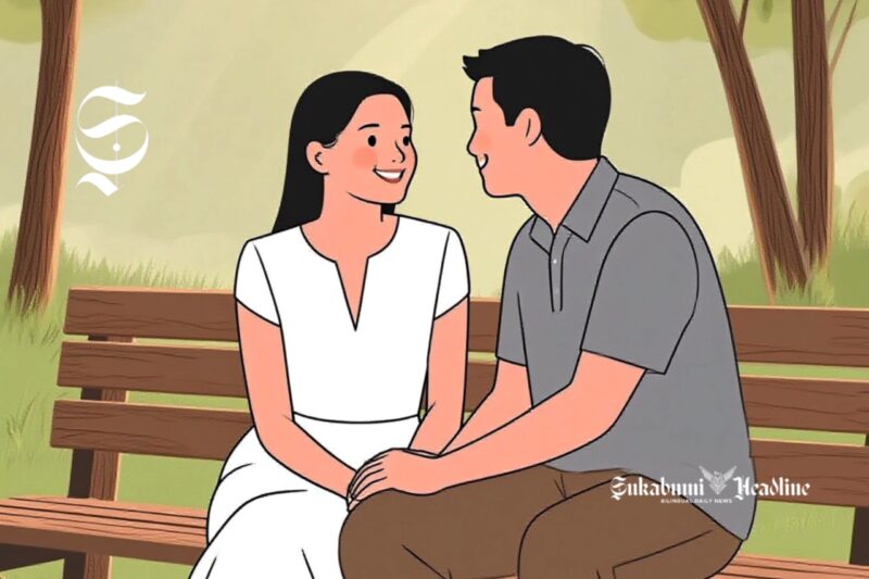 Ilustrasi pria dan wanita bermesraan di taman - sukabumiheadline.com