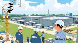 Ilustrasi proses pembangunan pabrik - sukabumiheadline.com