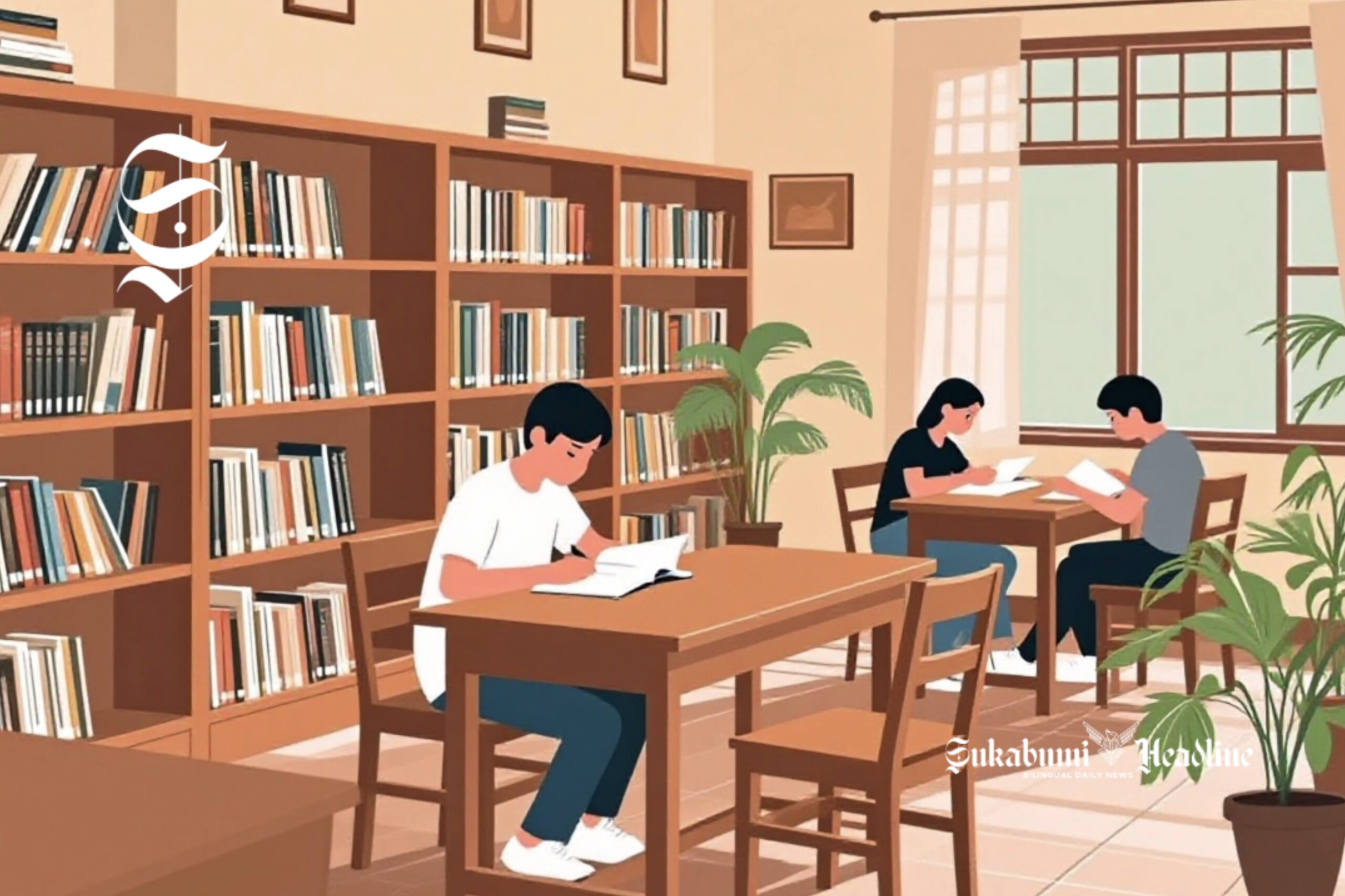Ilustrasi suasana di dalam perpustakaan - sukabumiheadline.com