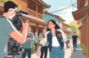Ilustrasi syuting film, artis perempuan sedang berakting - sukabumiheadline.com