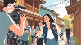 Ilustrasi syuting film, artis perempuan sedang berakting - sukabumiheadline.com