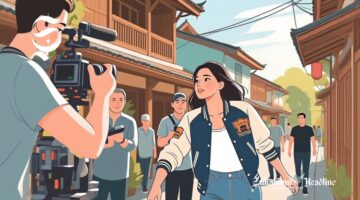 Ilustrasi syuting film, artis perempuan sedang berakting - sukabumiheadline.com