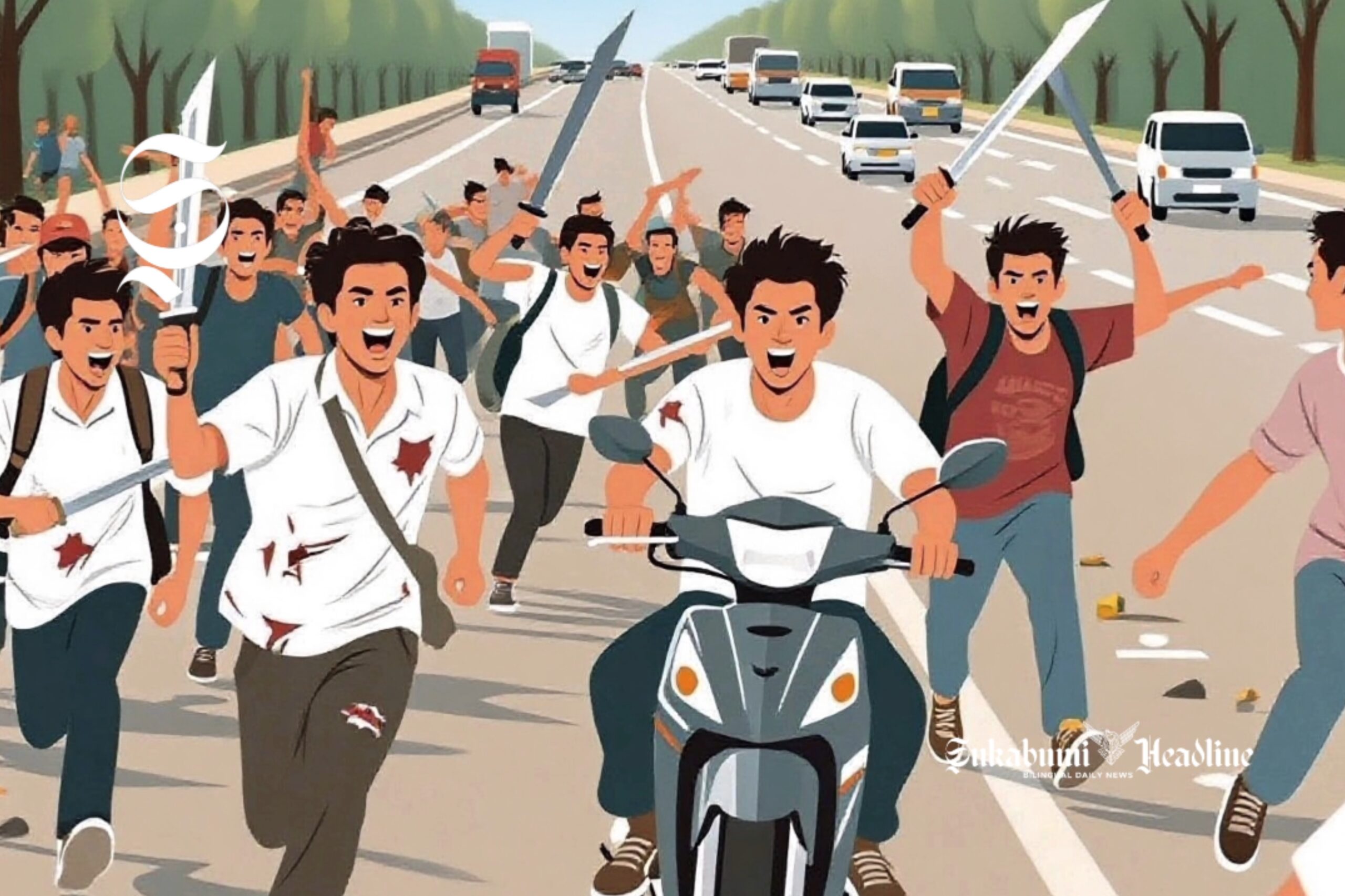 Ilustrasi tawuran pelajar di jalan raya - sukabumiheadline.com