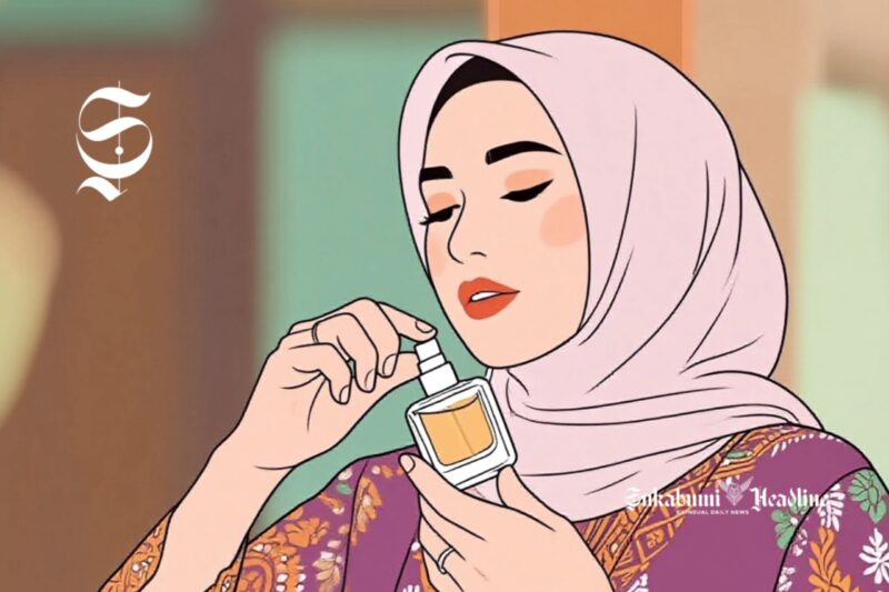 Ilustrasi wanita sedang menyemprotkan parfum ke tubuhnya - sukabumiheadline.com