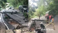 Jalan Provinsi ruas Nyalindung - Purabaya amblas - BPBD Kabupaten Sukabumi