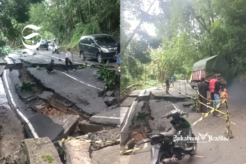Jalan Provinsi ruas Nyalindung - Purabaya amblas - BPBD Kabupaten Sukabumi