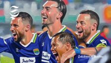 Pemain Persib Bandung Luciano Guaycochea, Andrew Jung, Marc Klok dan Adam Alis selebrasi gol di ACL 2 - sukabumiheadline.com