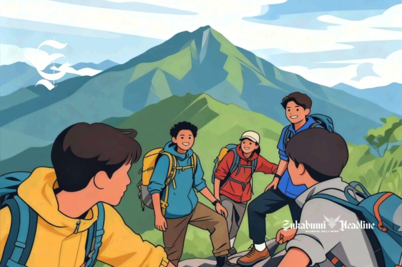 Sekelompok remaja sedang mendaki gunung - sukabumiheadline.com