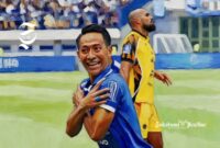 Beckham Putra melakukan selebrasi setelah membobol gawang Persija Jakarta - sukabumiheadline.com