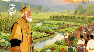 Ilustrasi Aki Tirem, Raja Salakanagara sedang menyambangi rakyatnya - sukabumiheadline.com