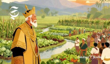 Ilustrasi Aki Tirem, Raja Salakanagara sedang menyambangi rakyatnya - sukabumiheadline.com