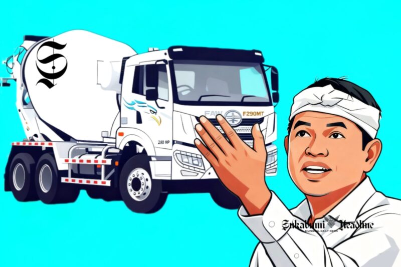 Ilustrasi Gubernur Jawa Barat dan truk molen atau mixer truck - sukabumiheadline.com