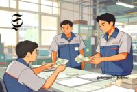 Ilustrasi buruh sedang menerima gaji - sukabumiheadline.com