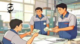 Ilustrasi buruh sedang menerima gaji - sukabumiheadline.com