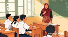 Ilustrasi guru sedang mengajar di kelas - sukabumiheadline.com