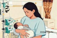 Ilustrasi ibu menggendong bayinya pascalahiran - sukabumiheadline.com