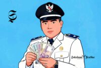 Ilustrasi kepala desa sedang menghitung uang - sukabumiheadline.com