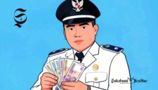 Ilustrasi kepala desa sedang menghitung uang - sukabumiheadline.com