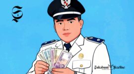 Ilustrasi kepala desa sedang menghitung uang - sukabumiheadline.com