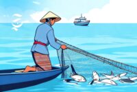 Ilustrasi nelayan sedang menangkap ikan di laut - sukabumiheadline.com