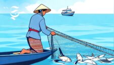 Ilustrasi nelayan sedang menangkap ikan di laut - sukabumiheadline.com