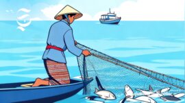 Ilustrasi nelayan sedang menangkap ikan di laut - sukabumiheadline.com