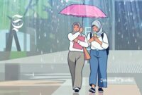 Ilustrasi pejalan kaki diguyur hujan deras - sukabumiheadline.com