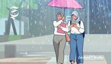 Ilustrasi pejalan kaki diguyur hujan deras - sukabumiheadline.com