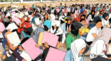 Ilustrasi pengangguran sedang antre menunggu diterima kerja - sukabumiheadline.com