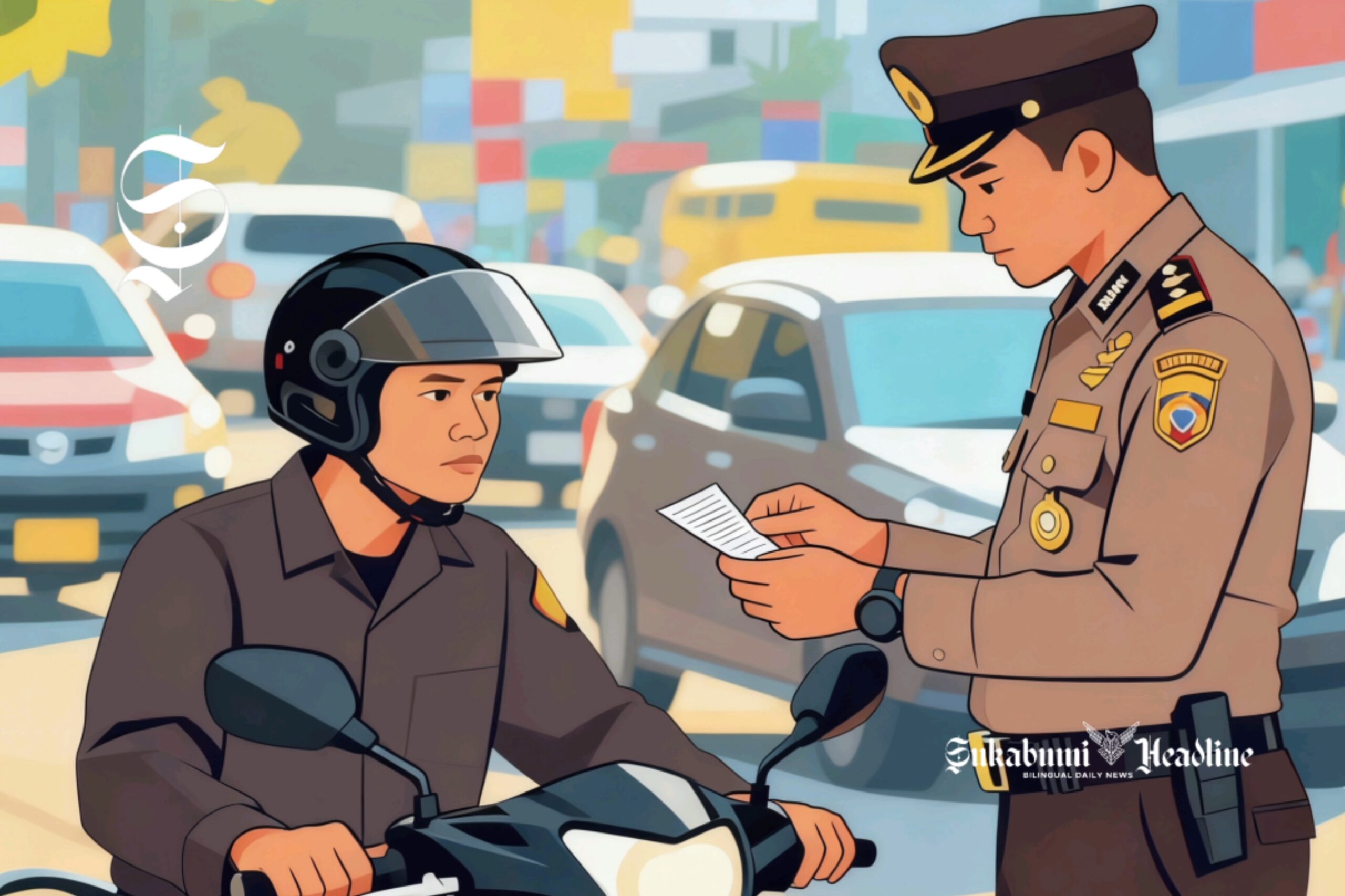 Polisi akan gelar razia gabungan Operasi Keselamatan 2026, siapkan ini 1 Ilustrasi pengendara sepeda motor ditilang polisi - sukabumiheadline.com