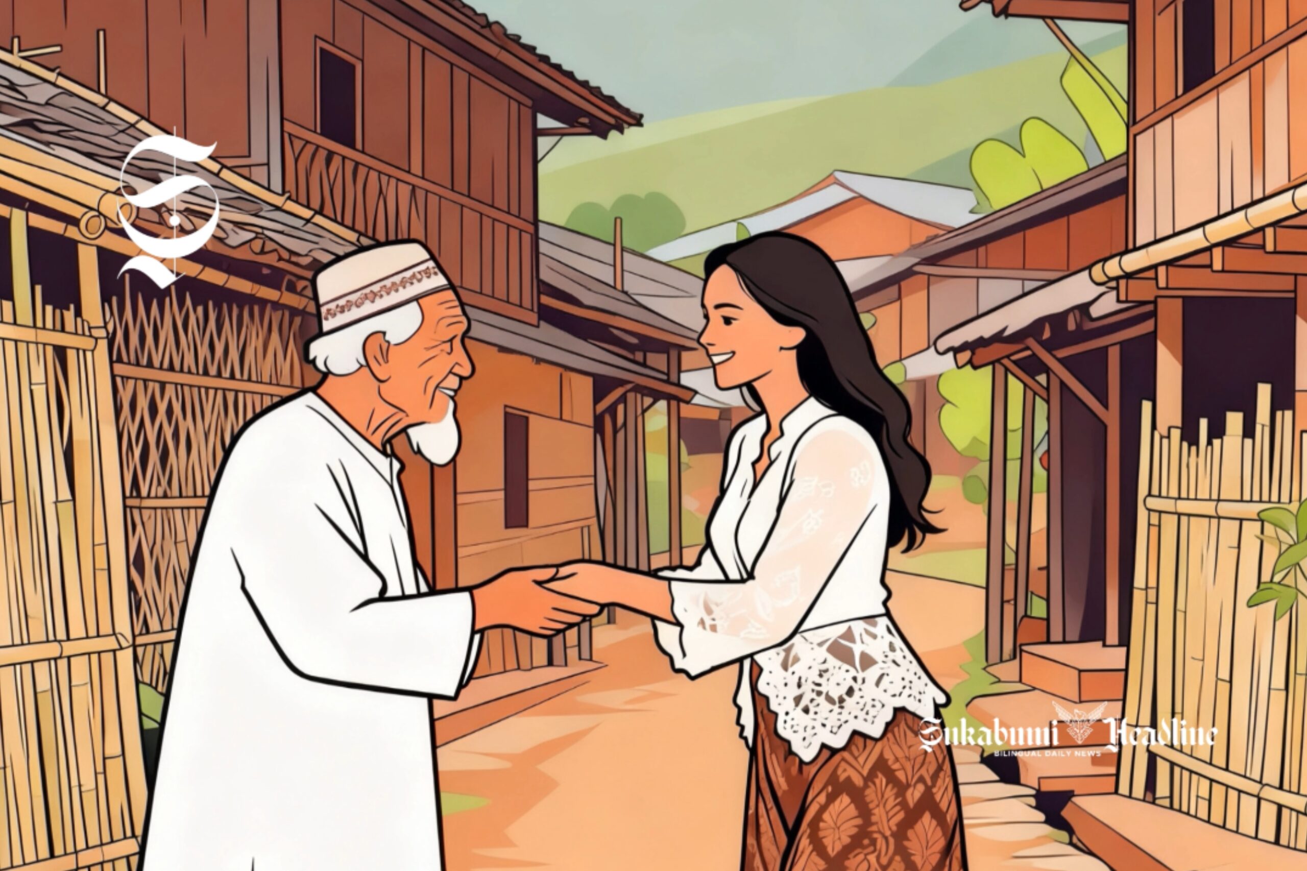 5 tradisi wanita Sukabumi zaman dulu yang perlahan luntur 2 Ilustrasi perempuan Sunda sedang menyapa orang tua. dengan ramah atau someah - sukabumiheadline.com