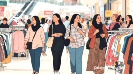 Ilustrasi perempuan jalan-jalan di mall - sukabumiheadline.com