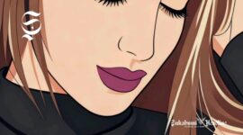 Ilustrasi perempuan memakai lipstik warna berry - sukabumiheadline.com