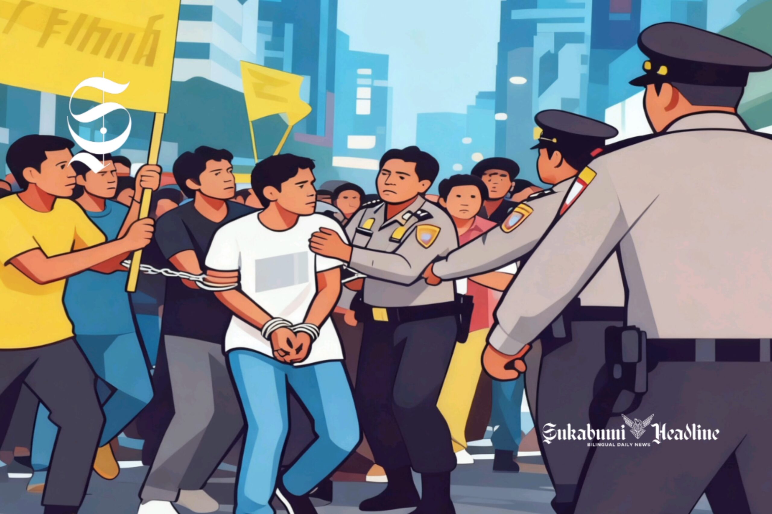 Ilustrasi peserta aksi unjuk rasa ditangkap polisi - sukabumiheadline.com