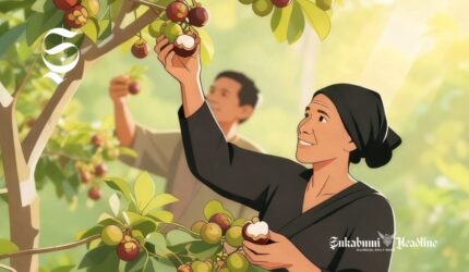 Ilustrasi petani manggis sedang panen sukabumiheadline.com