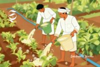Ilustrasi petani sedang menyiram tanaman dengan cairan sabun colek - sukabumiheadline.com