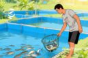 Ilustrasi peternak ikan sedang memindahkan ikan ke kolam lain di tambak miliknya - sukabumiheadline.com