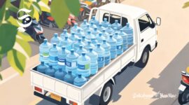 Ilustrasi pickup muatan galon air minum dalam kemasan - sukabumiheadline.com