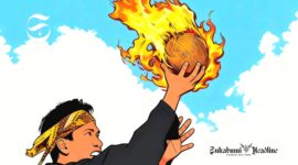 Ilustrasi seni pertunjukan Boles atau Bola Leungeun Seuneu - sukabumiheadline.com